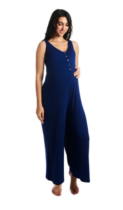 Everly Grey Luana During & After Maternity/nursing Romper In Blue