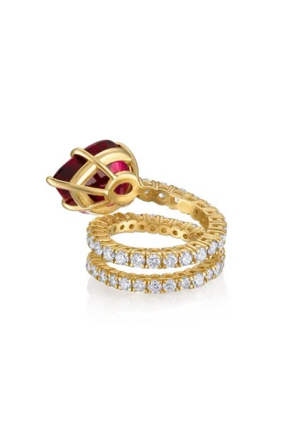 Mindi Mond Rubellite & Diamond Spiral Ring