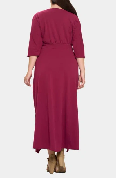 L I V D Dolman Elbow Sleeve Stretch Faux Wrap Maxi Dress