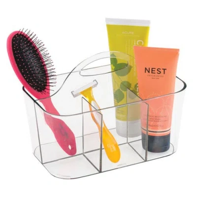 Mdesign Plastic Shower Caddy Storage Organizer Basket With Handle In Transparent