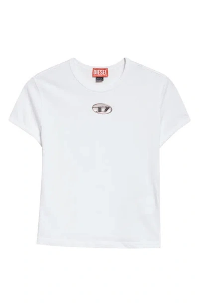 Diesel ® Metallic Oval D Cutout Slim Fit T-shirt In White