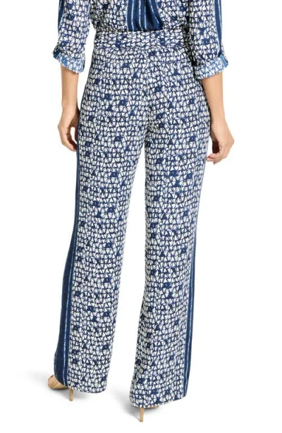 Nic + Zoe Nic+zoe Etched Angles Wide Leg Pants In Blue