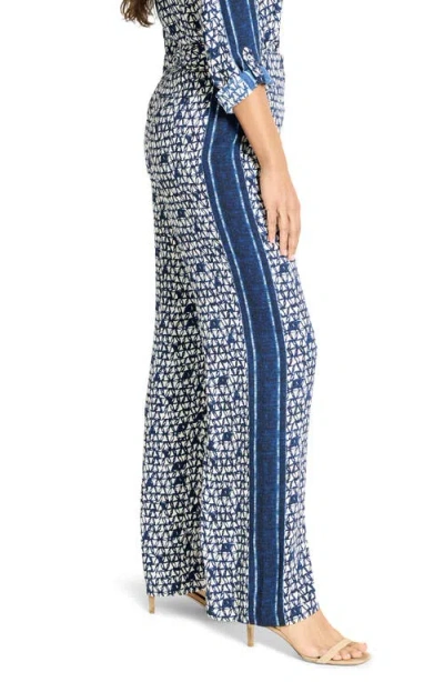 Nic + Zoe Nic+zoe Etched Angles Wide Leg Pants In Blue