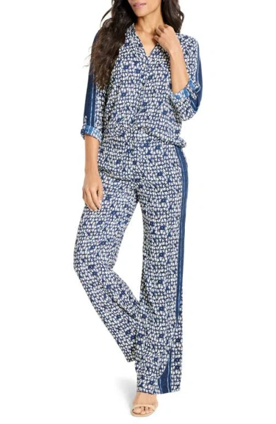 Nic + Zoe Nic+zoe Etched Angles Wide Leg Pants In Blue