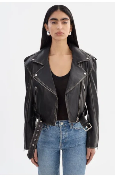 Lamarque Ford | Distressed Leather Jacket In Black