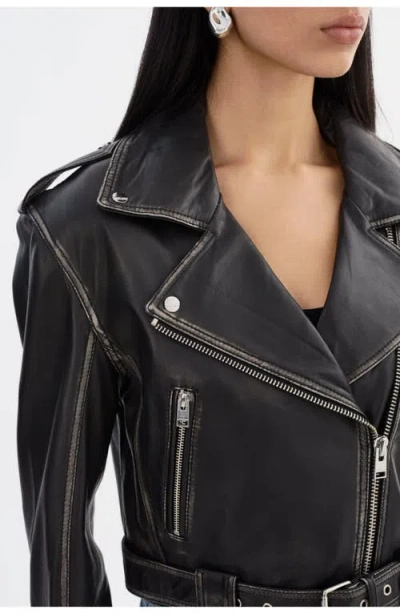 Lamarque Ford | Distressed Leather Jacket In Black