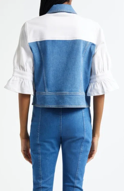 Cinq À Sept Hana Colorblock Denim Jacket In Blue