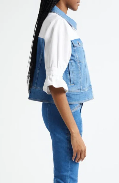 Cinq À Sept Hana Colorblock Denim Jacket In Blue