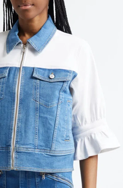 Cinq À Sept Hana Colorblock Denim Jacket In Blue