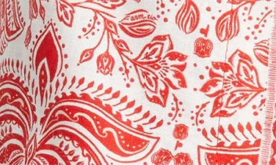 Farm Rio River Ride Linen Blend Shorts In Red