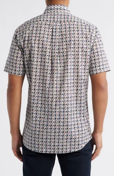 Scott Barber Floral Cotton Voile Button-up Shirt In Gray