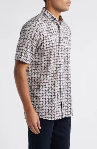 Scott Barber Floral Cotton Voile Button-up Shirt In Gray
