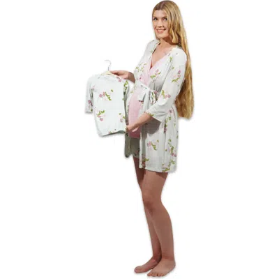 Everly Grey Adaline During & After 5-piece Maternity/nursing Sleep Set For Mom & Baby In White