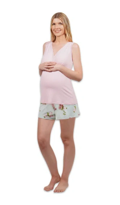 Everly Grey Adaline During & After 5-piece Maternity/nursing Sleep Set For Mom & Baby In White