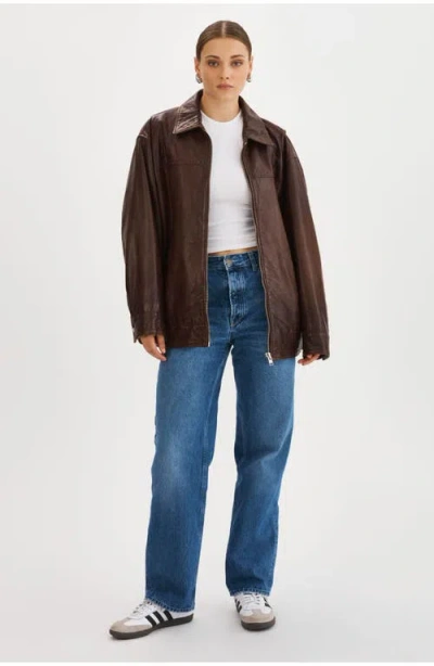 Lamarque Theia | Leather Bomber Jacket In Brown