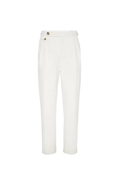 Brunello Cucinelli Gabardine Tailor Fit Trousers In White