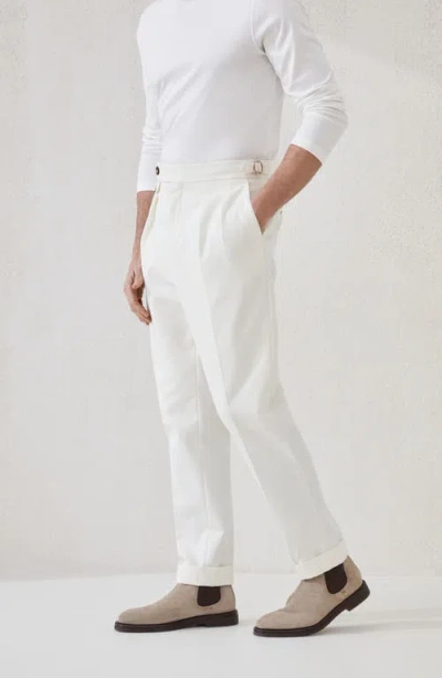 Brunello Cucinelli Gabardine Tailor Fit Trousers In White