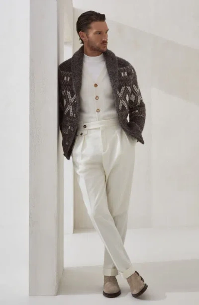 Brunello Cucinelli Gabardine Tailor Fit Trousers In White