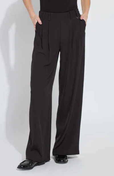 Lyssé Darcy Pleated Wide Leg Trouser Curvy In Black