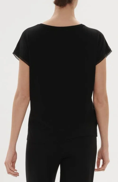 Simone Perele Aurore Lace Trim Pajama T-shirt In Black