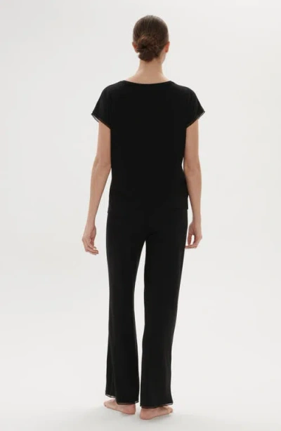 Simone Perele Aurore Lace Trim Pajama T-shirt In Black