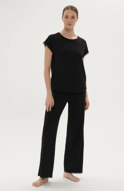 Simone Perele Aurore Lace Trim Pajama T-shirt In Black