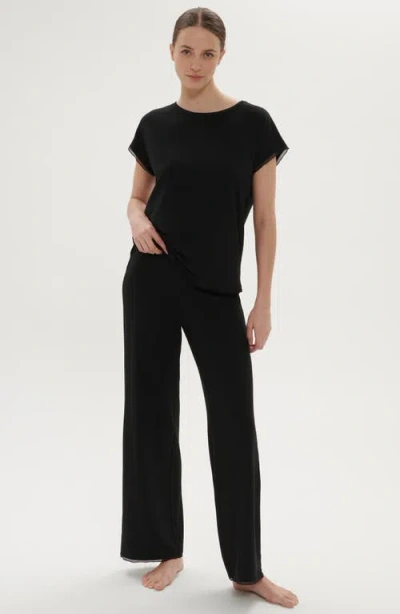 Simone Perele Aurore Lace Trim Pajama T-shirt In Black
