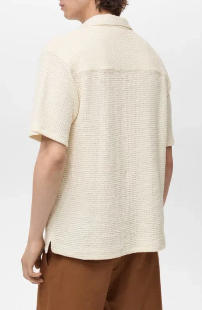 Mango Stretch Cotton Knit Polo Shirt In White