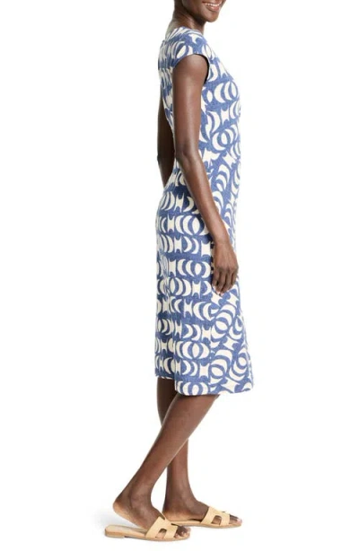 Nic + Zoe Lunar Eclipse Wren Dress In Blue And Cream In Blue