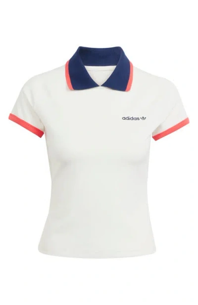 Adidas Originals Adidas Trefoil Logo Stretch Cotton Piqué Polo In White
