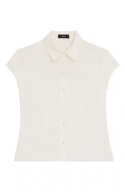 Theory Cap-sleeve Modern Silk Georgette Blouse In White