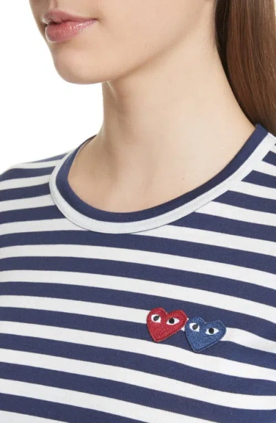 Comme Des Garçons Play Double Heart Stripe Tee