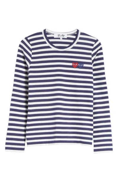 Comme Des Garçons Play Double Heart Stripe Tee