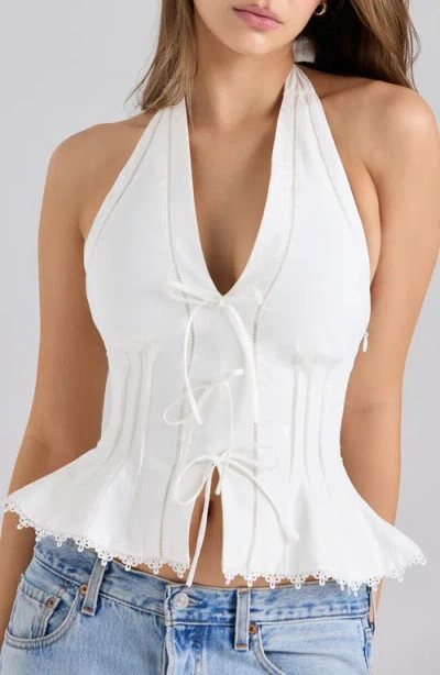 House Of Cb Elana Halter Top In White