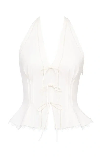 House Of Cb Elana Halter Top In White