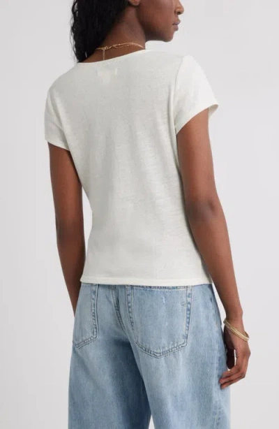 Treasure & Bond Twist Front V-neck Knit Top In White