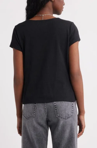 Treasure & Bond Twist Front V-neck Knit Top In Black