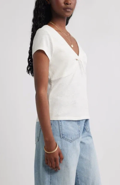 Treasure & Bond Twist Front V-neck Knit Top In White