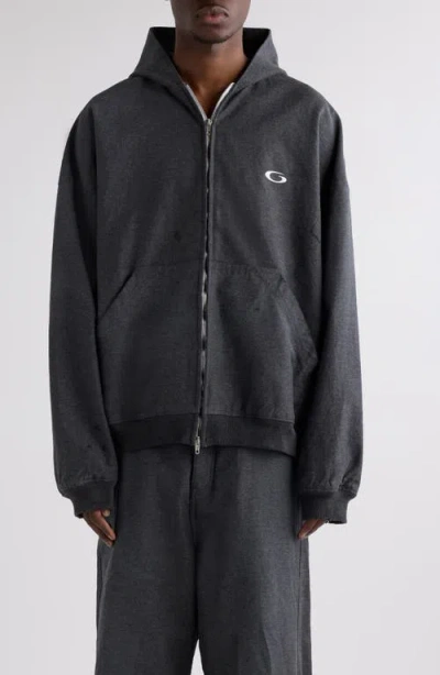 Balenciaga Men Grey Sweatshirt With Fixed Hood And Logo Detail On The Front In Cotton Man In Gray