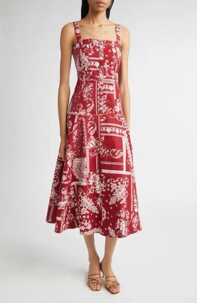 Cinq À Sept Bandana Print A-line Dress In Red