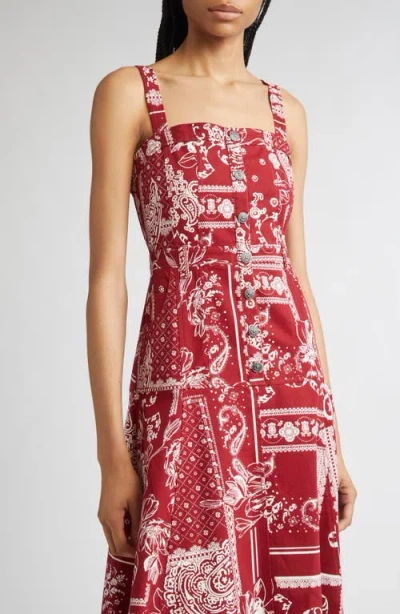 Cinq À Sept Bandana Print A-line Dress In Red