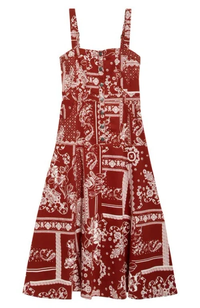 Cinq À Sept Bandana Print A-line Dress In Red