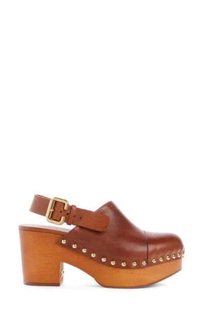 Chloé Jeannette Studded Leather Slingback Platform Clogs