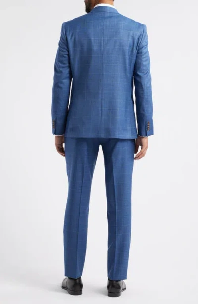 Jack Victor Esprit Blue Mélange Plaid Super 120s Wool Suit In Blue