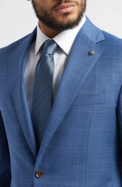 Jack Victor Esprit Blue Mélange Plaid Super 120s Wool Suit In Blue