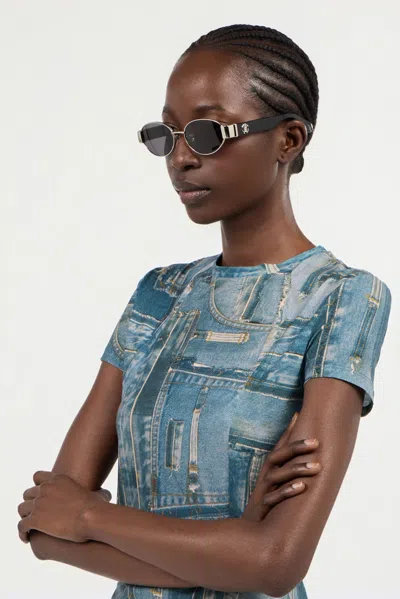 Roberto Cavalli Sunglasses With Snakeskin Effect Metal Trim
