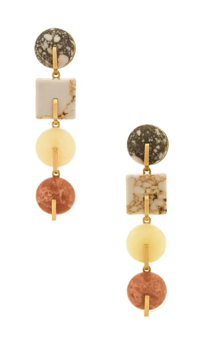Cult Gaia Laguna Multicolor Stone Clip On Linear Drop Earrings