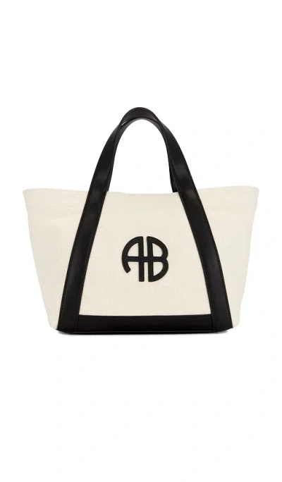 Anine Bing Small Cara Tote In Natural Canvas With Black