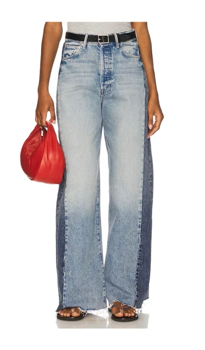 Mother Pipe Dream Button Sneak Fray Jeans In Blinded By The Dark