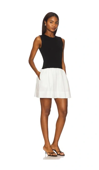 Pistola Adrienne Mixed Media Mini Dress In Noir And Le Blanc